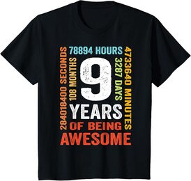 9th Birthday 9 Years Old Vintage Retro 108 Months T-Shirt