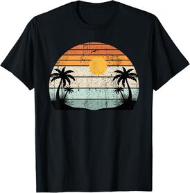 Sunshine Summer Vibes Palm Trees Beach Retro Tropical Summer T-Shirt