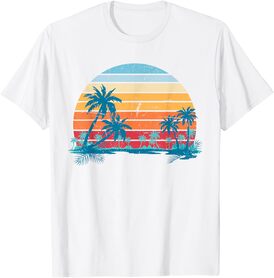 Sunset Beach Palms Summer Vibes Retro Tropical Summer Men Women Girls Kids T-Shirt