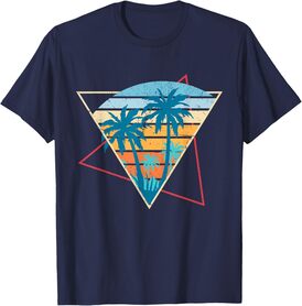 Summer Vibes Sunset Palm Trees Beach Retro Tropical Summer T-Shirt