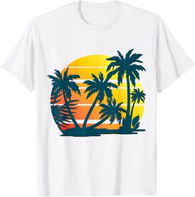 Coconut Palm Trees Summer Vacation Beach Tropical Summer T-Shirt for Men Women Kids