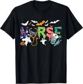 Cute Halloween Nurse Nursing Zombie Halloween Pattern T-Shirt