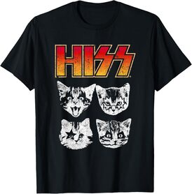 HISS Cat Funny Cats Kittens Rock Music Cat Lover Hiss T-Shirt for Men Women Kids