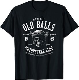 The Old Balls Club Vintage Motorcycle 60th Birthday T-Shirt - Men's Classic Fit Black Small