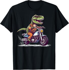 Biker T Rex On Motor Bike Dinosaur T Rex Riding Motorcycle T-Shirt