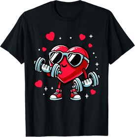 Funny Valentines Day Heart Training With Dumbbell Workout T-Shirt