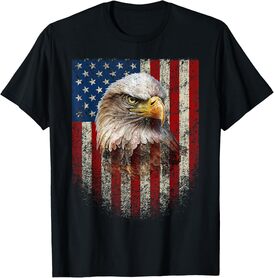 American Flag Bald Eagle Patriotic Red White Blue T-Shirt