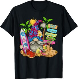 Summer Vibes Gnomes Beach Cute Party Hello gnome Summer T-Shirt