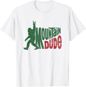 Mountain Dude Funny Bigfoot Sasquatch Hiking Gift T-Shirt, Small, White