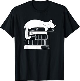 Books and Cats, Cat Lover, Cat Mom, Book Lovers T-Shirt