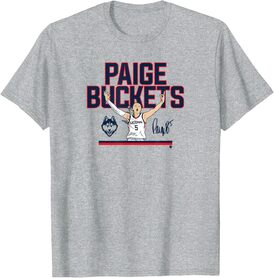 BreakingT UConn Basketball: Paige Bueckers Buckets NIL UConn Licensed T-Shirt, Small, Grey