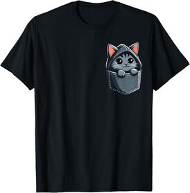 shirt with cat in pocket, cat shirts, Funny cat, cute cats T-Shirt for Men Women Kids