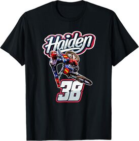 250 Supercross-Motocross Haiden-Deegs-Danger 2024 2025 Unisex T-Shirt Black Small Classic Fit Short Sleeve Crew Neck Cartoon Pattern Motorcycle Theme