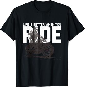 Life Is Better When You Ride Cool Motorcycle Biker Men Boys T-Shirt